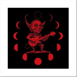 goblin playing guitar moon phase Posters and Art